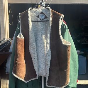Vintage suede and fleece western vest